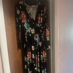 Floral maternity dress floor-length